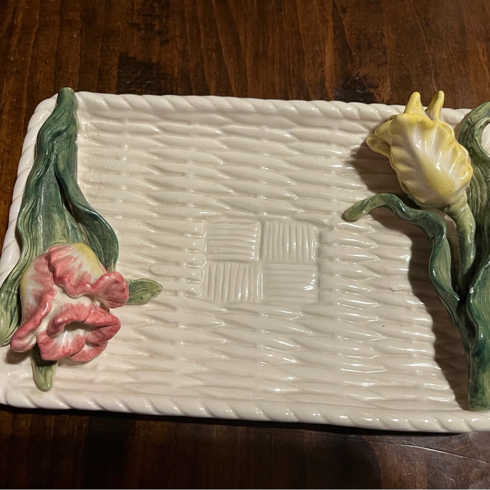 Floral Ceramic Rectangular Tray